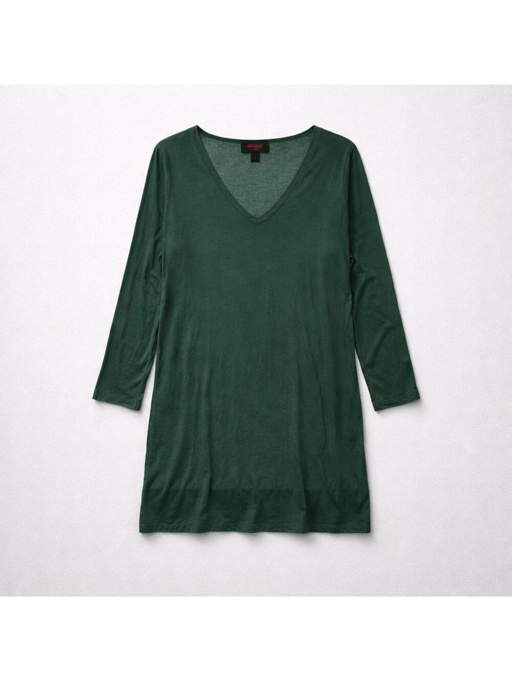 Michael Kors NWT Green V-Neck Long Sleeve Womens Top Size S Layered Front Hem